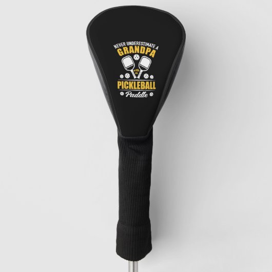 Paddleball - Opa met een Pickleball Paddle Golfheadcover (Voorkant)