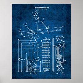 Paddleboard Blueprint Patent Lakehouse Decor Poster