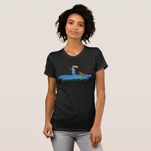 Paddleboard Life SUP Dog Girl geïllustreerde Tankt T-shirt (Voorkant volledig)