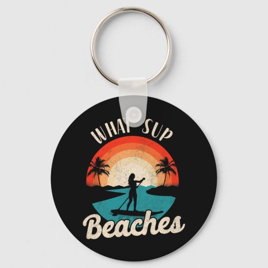 Paddleboard What Sup beaches Girl Retro Su Sleutelhanger (Voorkant)