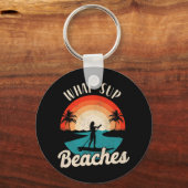 Paddleboard What Sup beaches Girl Retro Su Sleutelhanger (Voorkant)