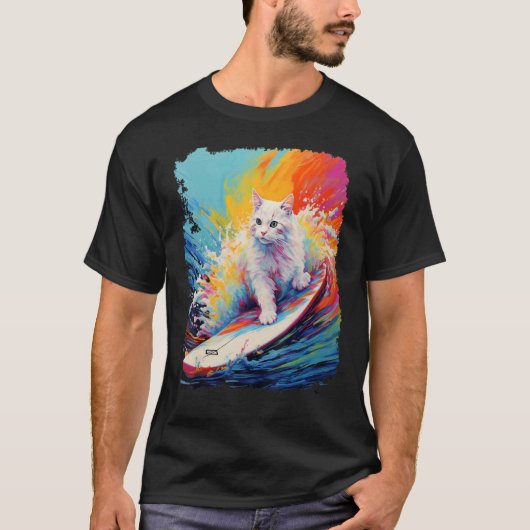 Paddleboard Witte Kat T-shirt (Voorkant)
