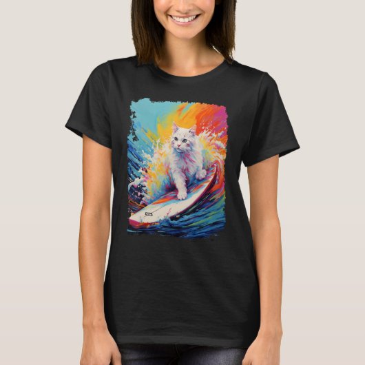 Paddleboard Witte Kat T-shirt (Voorkant)