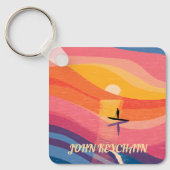 Paddleboard Zonsondergang Abstract Landschap Sleut Sleutelhanger (Voorkant)