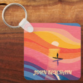 Paddleboard Zonsondergang Abstract Landschap Sleut Sleutelhanger (Voorkant)