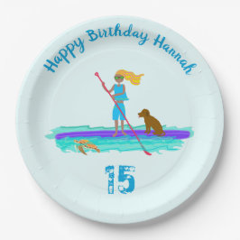 Paddleboarding Girl Birthday Party Paper Bord