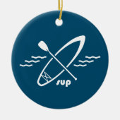 Paddleboarding in staat stellen keramisch ornament (Voorkant)
