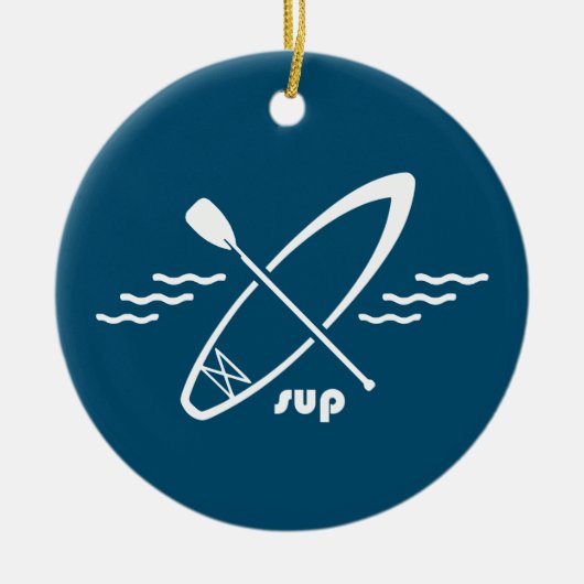 Paddleboarding in staat stellen keramisch ornament (Voorkant)