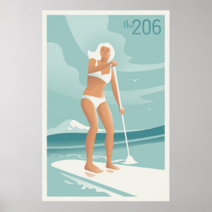 Paddleboarding Lake Washington Poster