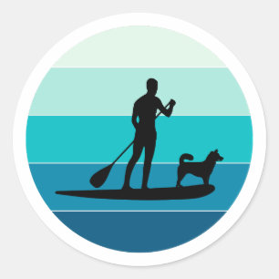 Paddleboarding Paddleboard Paddle Water Sport Dog Ronde Sticker
