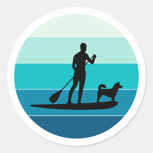 Paddleboarding Paddleboard Paddle Water Sport Dog Ronde Sticker (Voorkant)