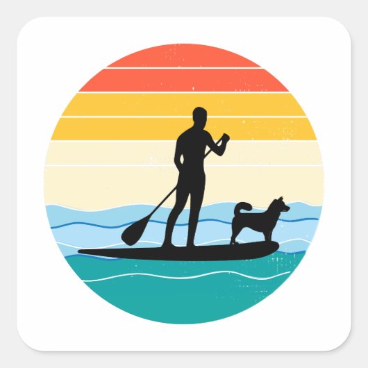 Paddleboarding Paddleboard Paddle Water Sport Dog Vierkante Sticker (Voorkant)