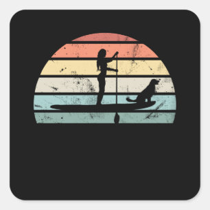 Paddleboarding Sunset Gift for Women Vierkante Sticker
