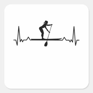 Paddleboarding Sup Girls Heartbeat Gift Vierkante Sticker