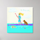 Paddleboarding SUP Happy Place Wall Canvas (Voorkant)