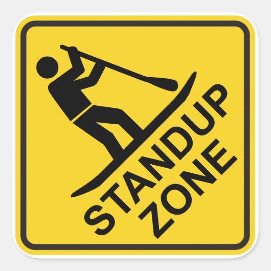 Paddleboarding Zone Road Sign Vierkante Sticker (Voorkant)