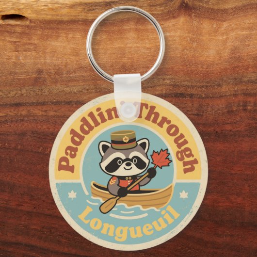 Paddlin’ Through Longueuil with a Friendly Raccoon Sleutelhanger (Achterkant)