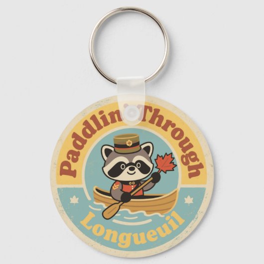 Paddlin’ Through Longueuil with a Friendly Raccoon Sleutelhanger (Achterkant)