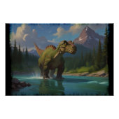 Paddling Brontosaurus & River Fun Perfect Poster (Voorkant)