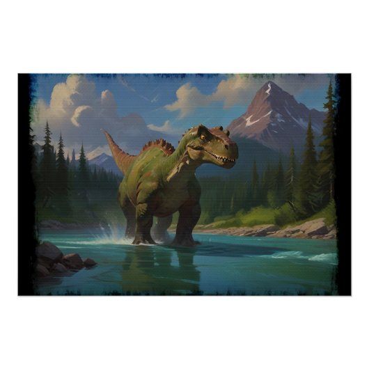 Paddling Brontosaurus & River Fun Perfect Poster (Voorkant)