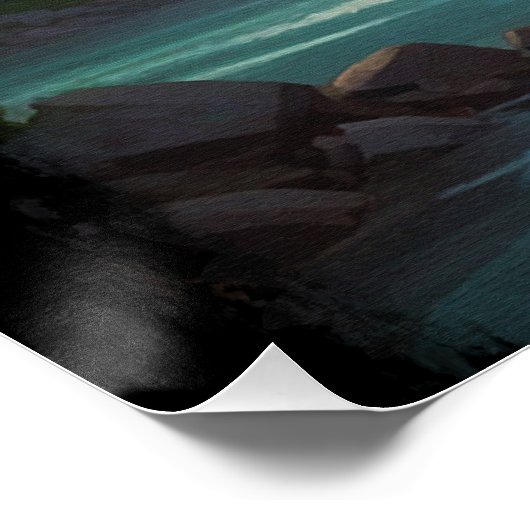 Paddling Brontosaurus & River Fun Perfect Poster (Hoek)