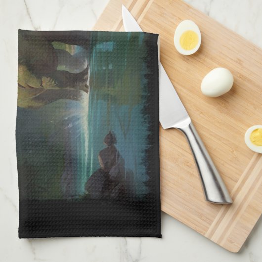 Paddling Brontosaurus & River Fun Theedoek (Quarter Fold)