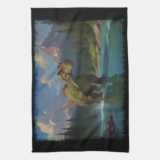 Paddling Brontosaurus & River Fun Theedoek (Verticaal)