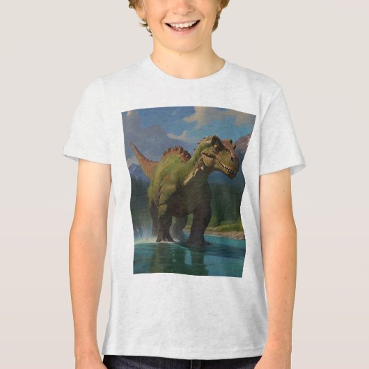 Paddling Brontosaurus & River Fun Tri-Blend Shirt (Voorkant)