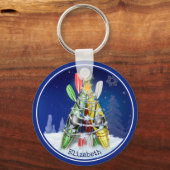paddling winter Kayak - kerstboom gepersonaliseerd Sleutelhanger (Voorkant)