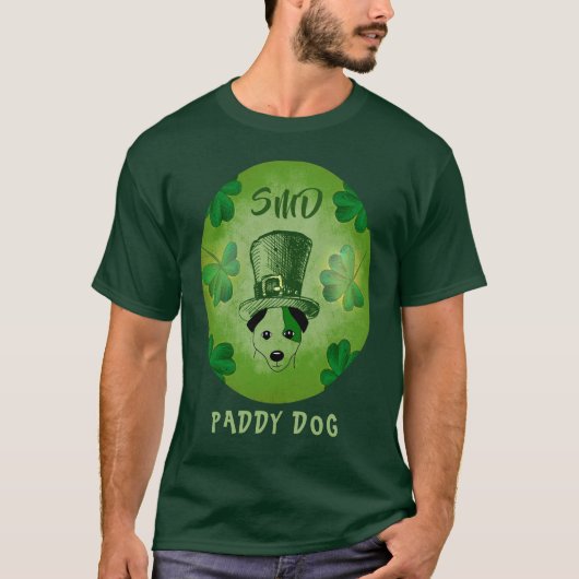 Paddy Dog Shamrocks St Patrick's Dog Monogrammed T-shirt (Voorkant)