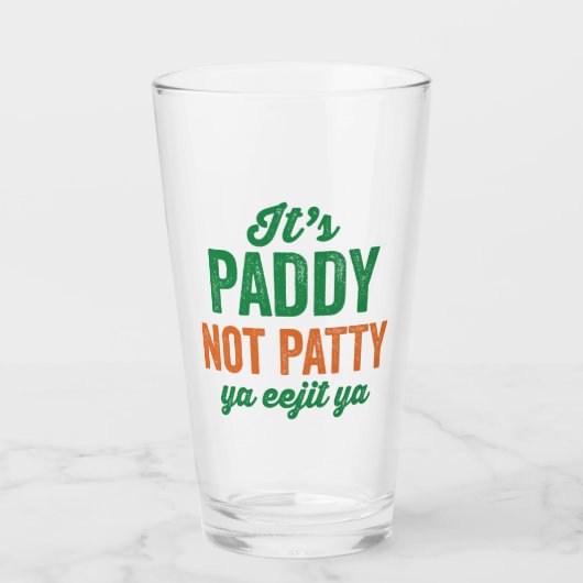 Paddy niet Patty Funny St. Patrick's Day Glas (Voorkant)