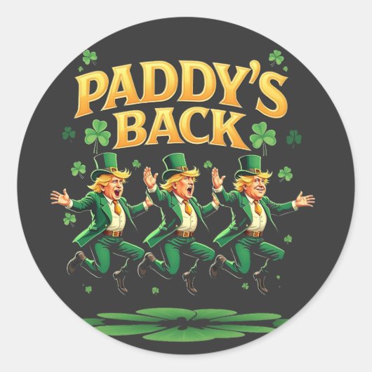 Paddy's Back Funny Trump St Patrick Day Leopard Ronde Sticker (Voorkant)