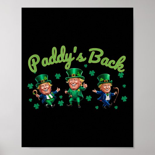 Paddys Back Funny Trump St Patricks Day Ierse schi Poster (Voorkant)
