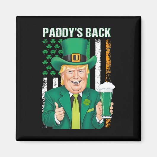 Paddy's Back Funny Trump St. Patricks Day Mannen V Magneet (Voorkant)
