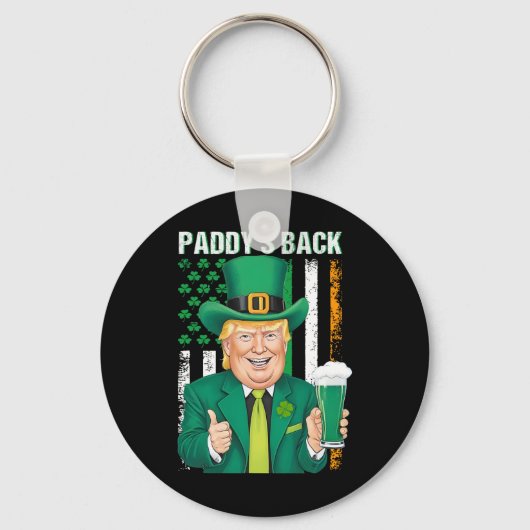 Paddy's Back Funny Trump St. Patricks Day Mannen V Sleutelhanger (Voorkant)