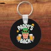 Paddy's Back Funny Trump St. Patrick's Day Shamroc Sleutelhanger (Voorkant)