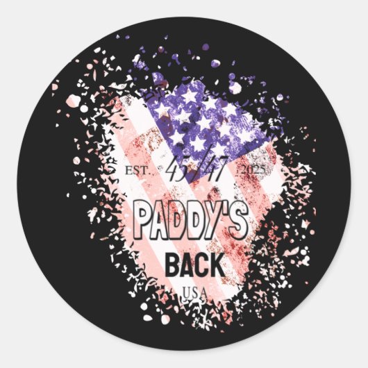 Paddy's Back Grappig Trump1 Ronde Sticker (Voorkant)