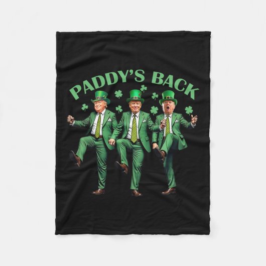 Paddy's Back St Patricks Day Grappig Trump dansen Fleece Deken (Voorkant)