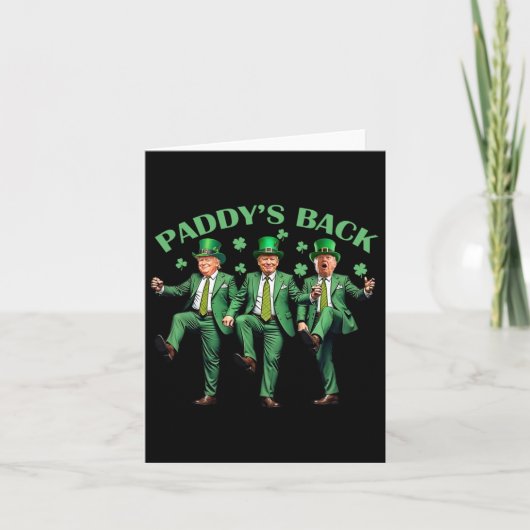 Paddy's Back St Patricks Day Grappig Trump dansen Kaart (Voorkant)