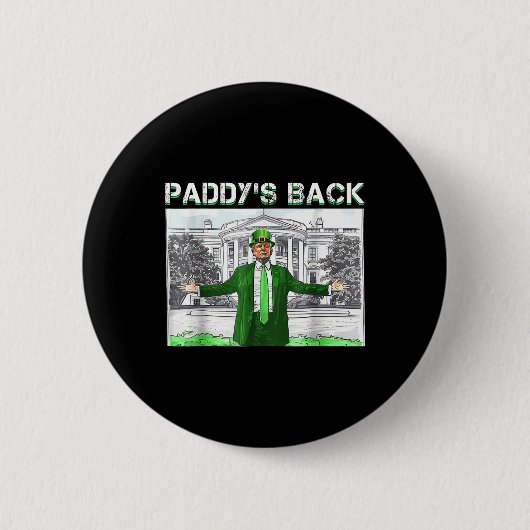 Paddy's Back St Patricks Day Grappig Trump Leprech Ronde Button 5,7 Cm (Voorkant)