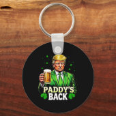 Paddy's Back Trump Beer Shamrock St Patrick's Day Sleutelhanger (Voorkant)