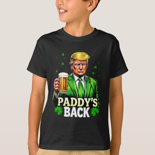 Paddy's Back Trump Beer Shamrock St Patrick's Day T-shirt (Voorkant)