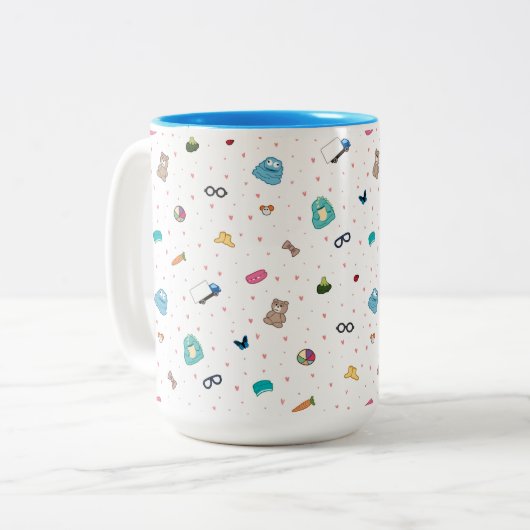 Paddy's favorieten cuppa - art van Irina Kolb Tweekleurige Koffiemok (Voorkant links)