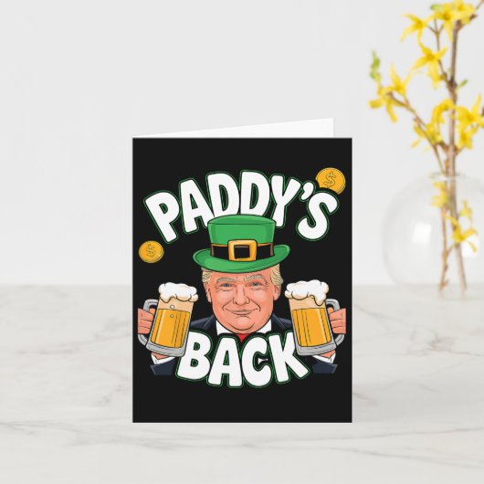 Paddy's terug grappige Trump St. Patrick's Day Sha Kaart (Gele Bloem)