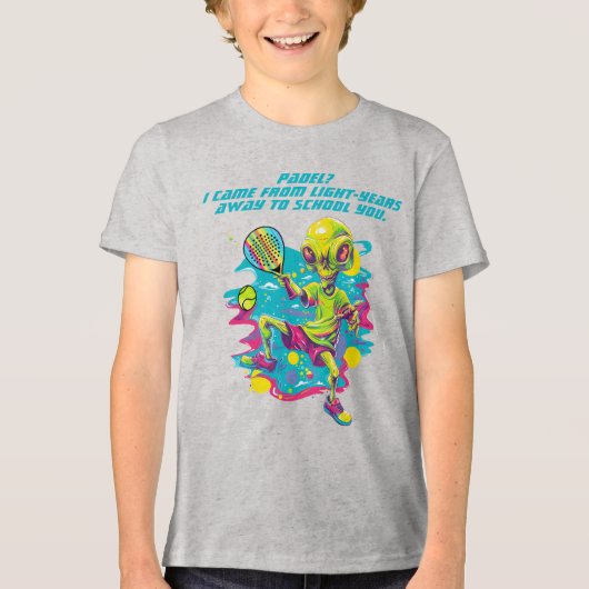 👽Padel Behold—the “Lil’ Smashonaut Supreme” Kids Tri-Blend Shirt (Voorkant)