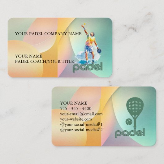 Padel Business Card - Vibrant Padel Style 2 Visitekaartje (Voorkant / Achterkant)