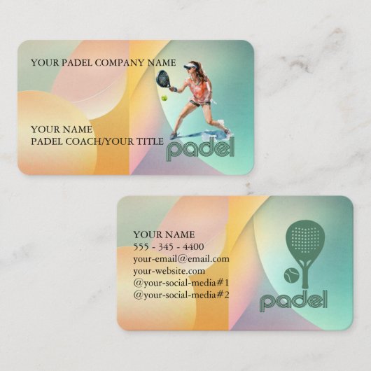 Padel Business Card - Vibrant Padel Style 3 Visitekaartje (Voorkant / Achterkant)