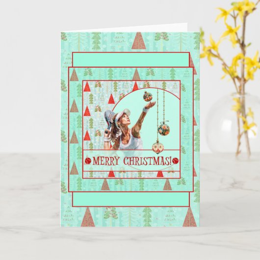 Padel Christmas Card – Padel Retro Christmas Kaart (Gele Bloem)
