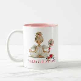 Padel Christmas Mug – A Holiday Padel Angel Tweekleurige Koffiemok