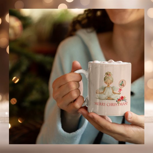 Padel Christmas Mug – Holiday Padel Angel in Taupe Tweekleurige Koffiemok